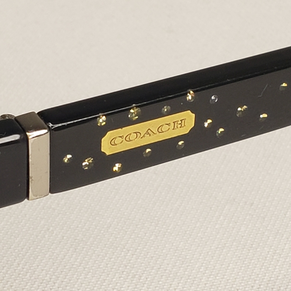 Coach Eyeglasses Frames Only S3012 Cold Insert 57-16-125 Black Gold Sparkles - Picture 2 of 12